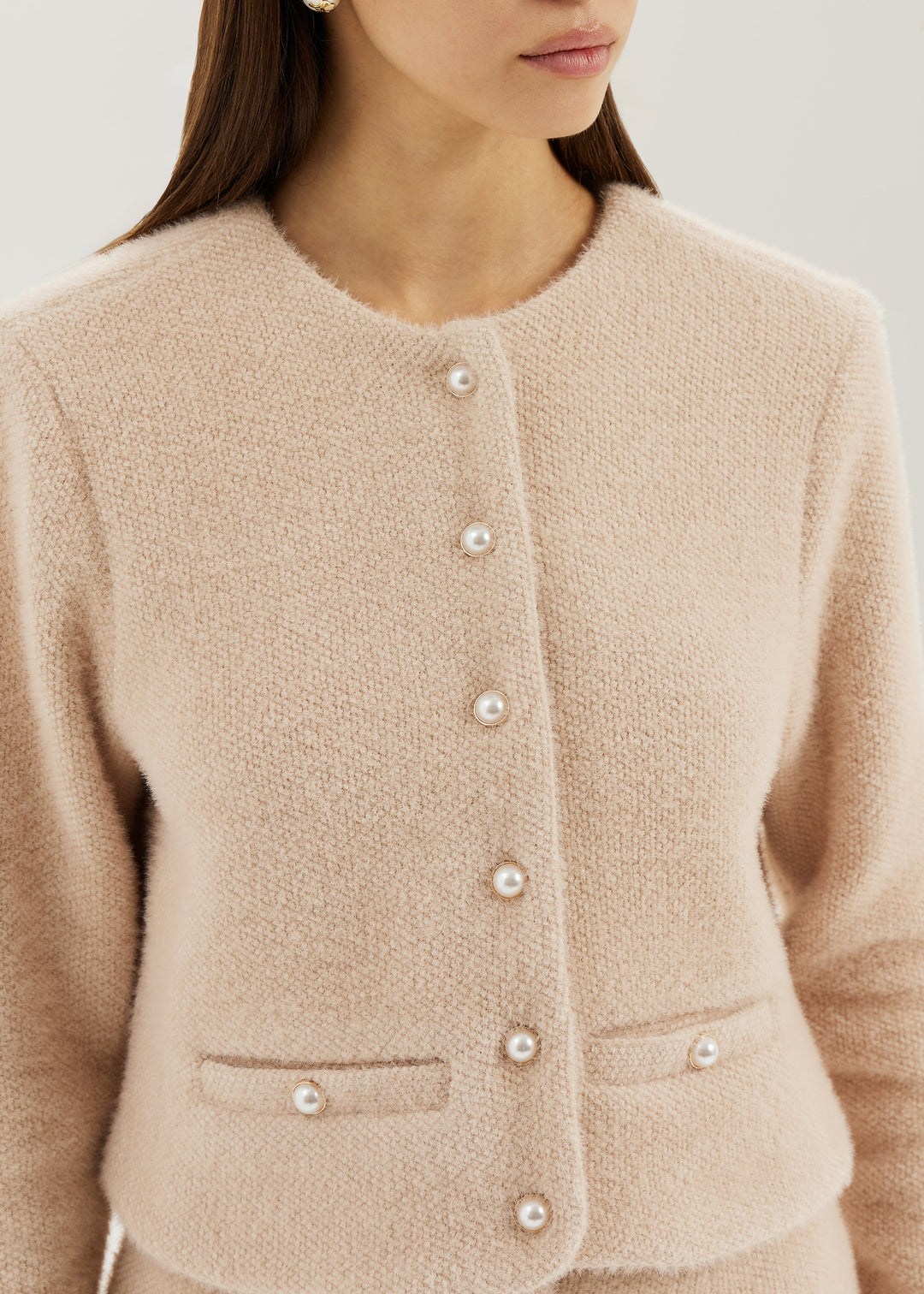 Eyla Cardigan/Jasje met Parelknopen | Powder Blush