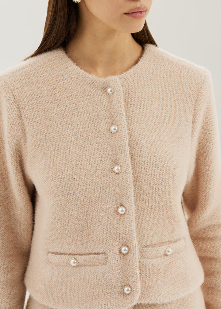 Eyla Cardigan/Jasje met Parelknopen | Powder Blush