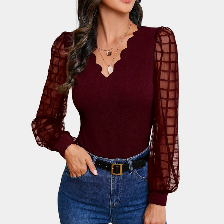 Helisara - Elegante Top met V-Hals en Schulprandjes