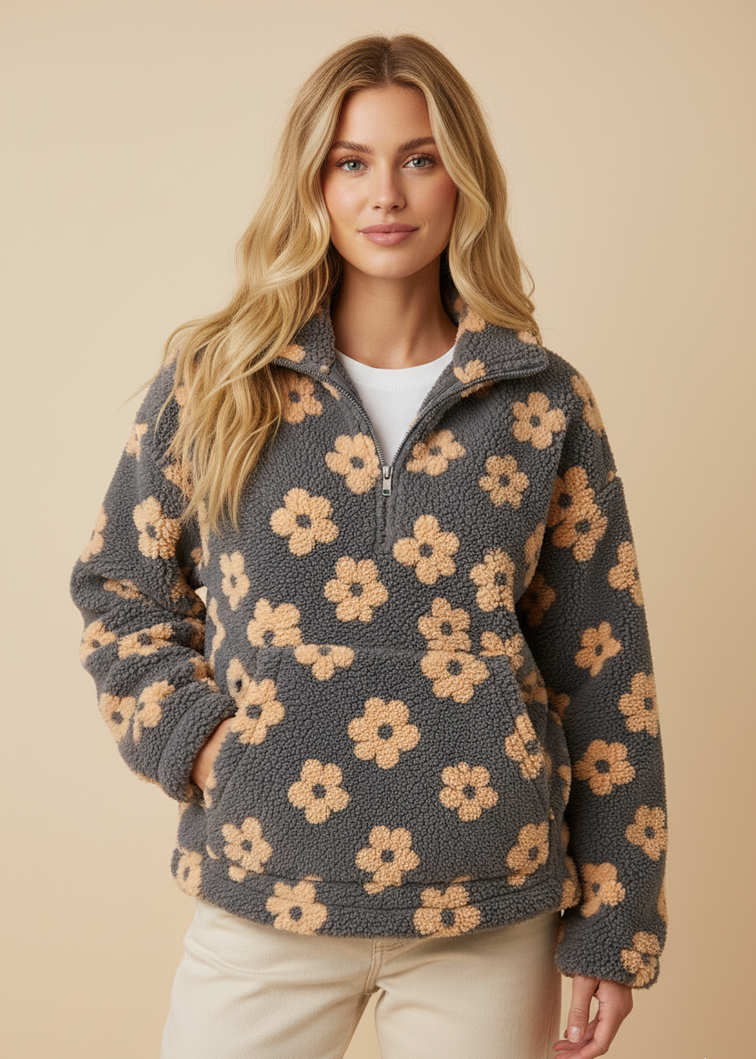 Tannie Bloom Knit 🌸 | Relaxte Pasvorm met Bloemenmotief | Ideaal voor Koude Dagen