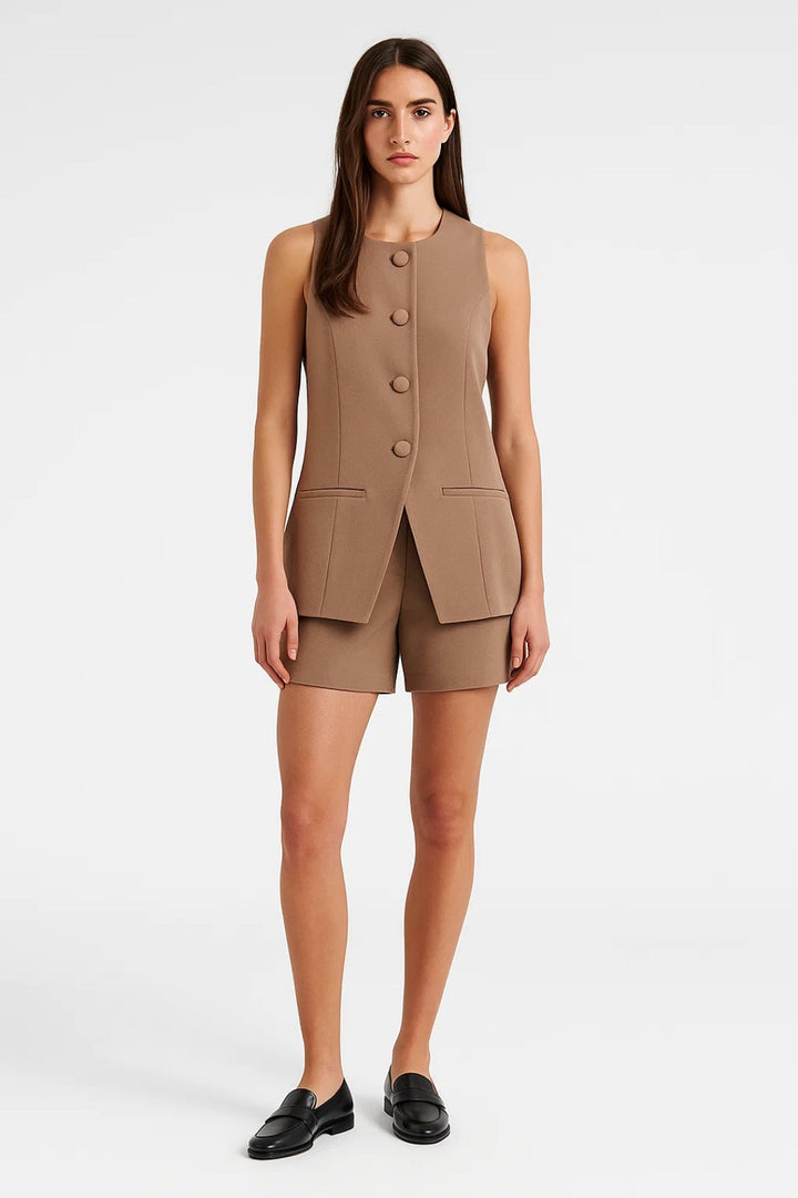 Gilet Dames | Mouwloos Design met Knoopsluiting | Modern en Gestructureerd