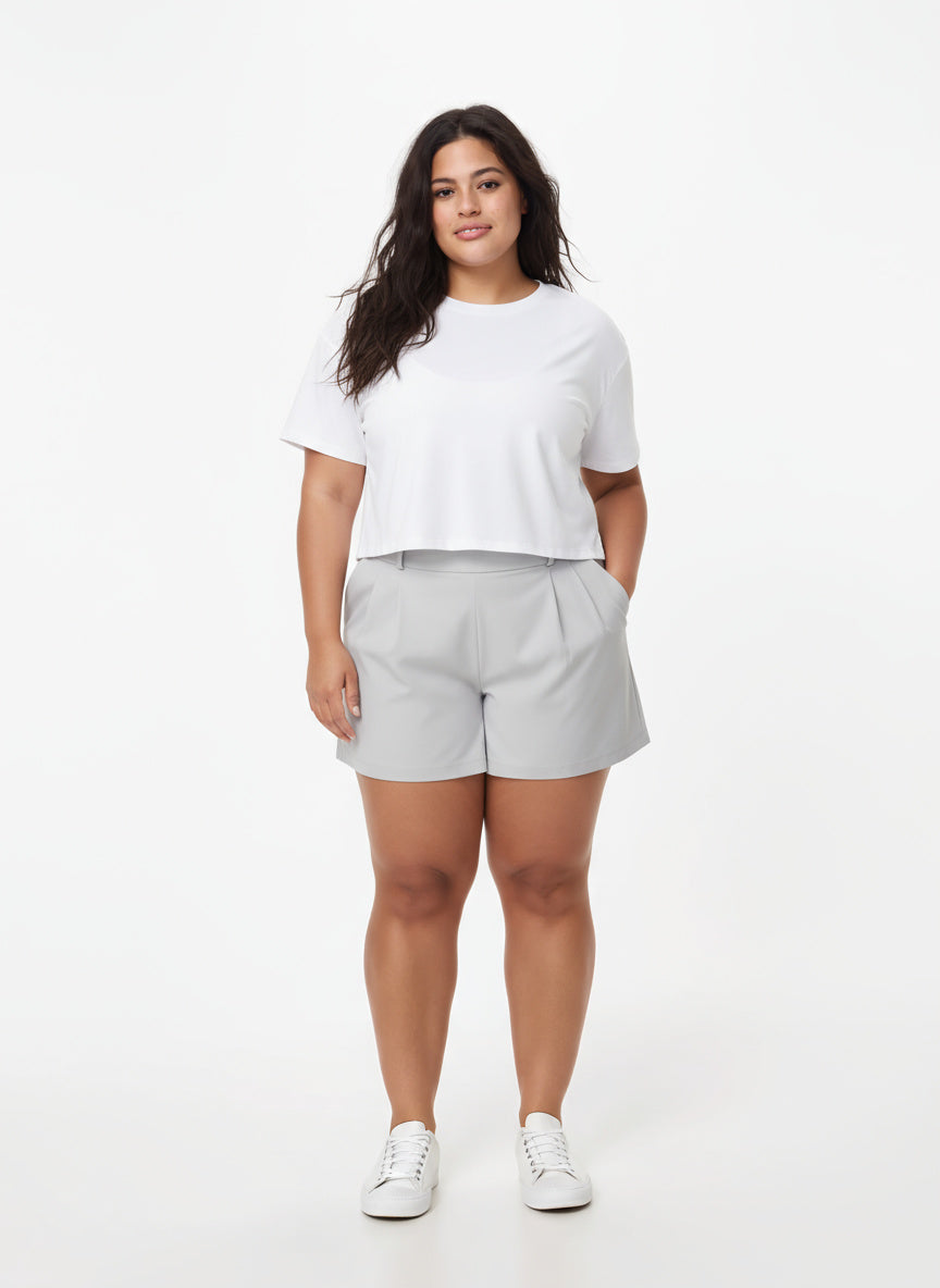 Sneldrogende Sport Crop Top met Ronde Hals & Korte Mouwen