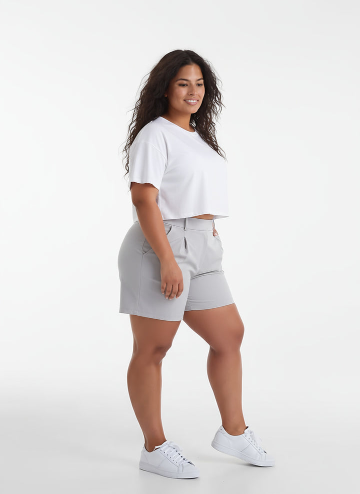 Sneldrogende Sport Crop Top met Ronde Hals & Korte Mouwen