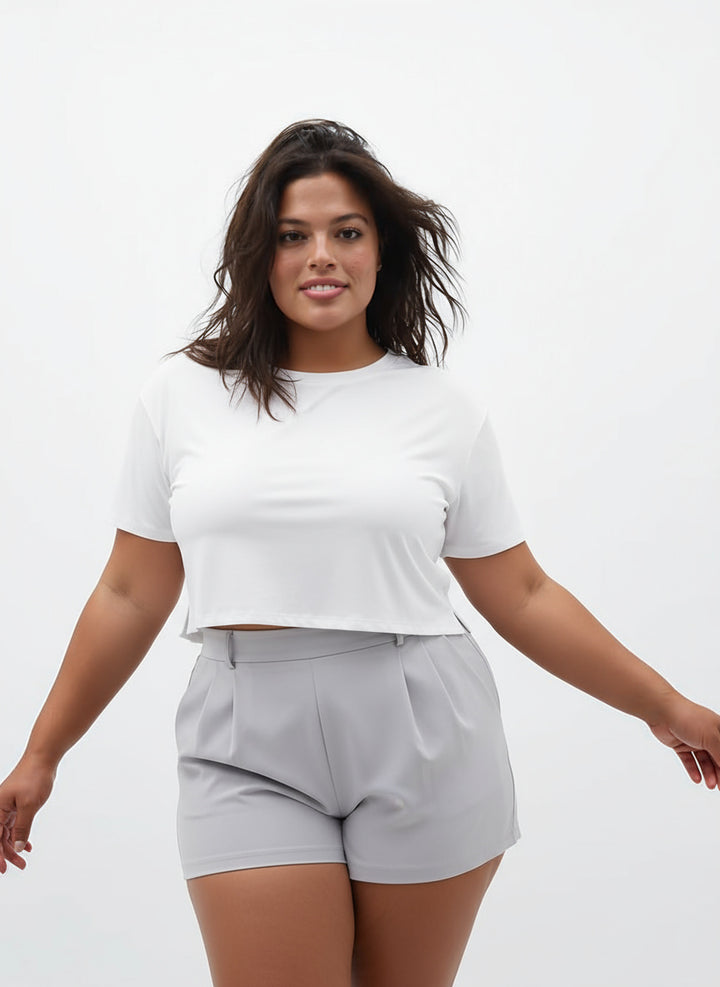 Sneldrogende Sport Crop Top met Ronde Hals & Korte Mouwen