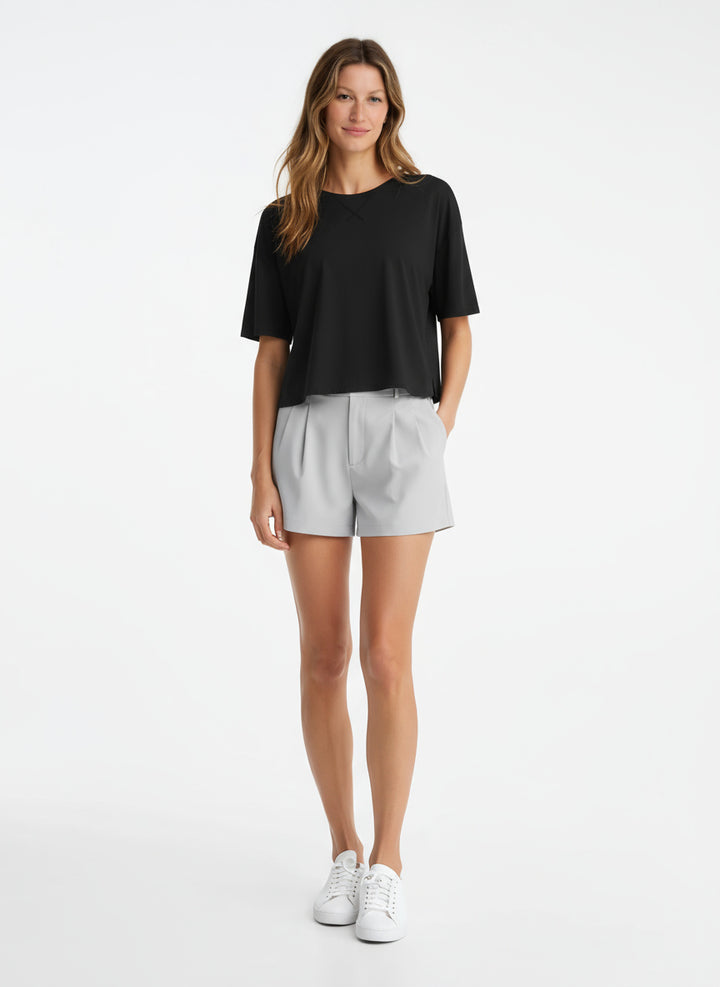 Sneldrogende Sport Crop Top met Ronde Hals & Korte Mouwen