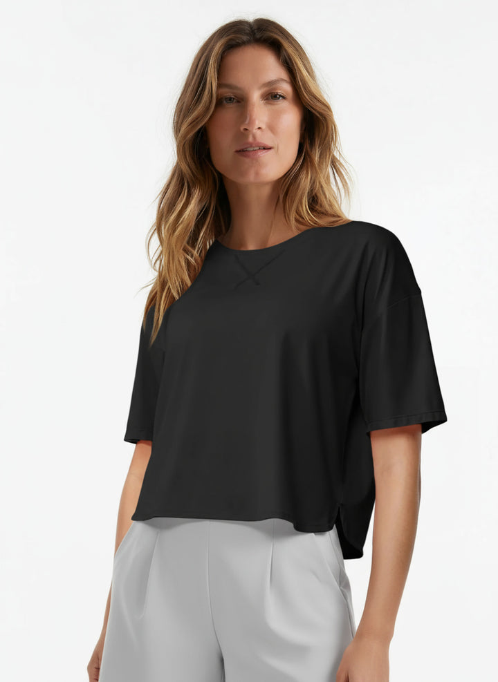 Sneldrogende Sport Crop Top met Ronde Hals & Korte Mouwen
