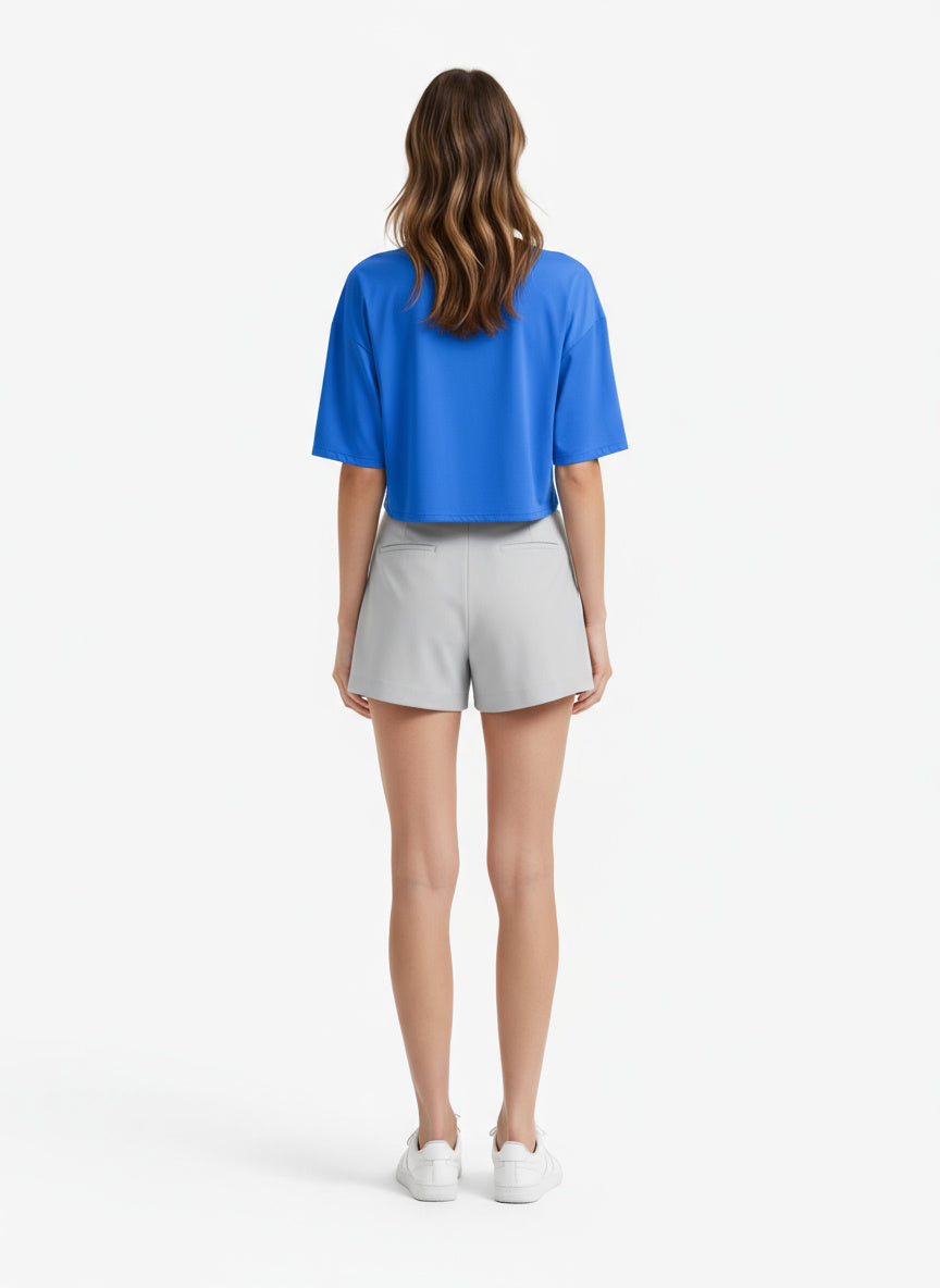 Sneldrogende Sport Crop Top met Ronde Hals & Korte Mouwen