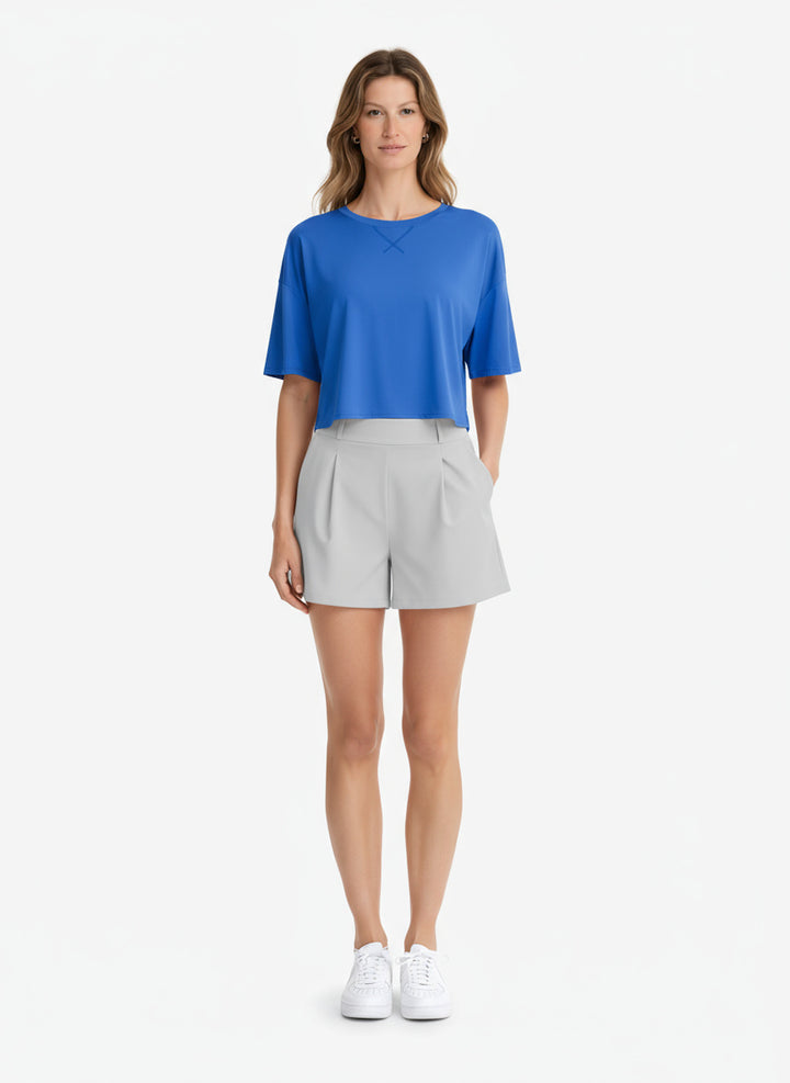 Sneldrogende Sport Crop Top met Ronde Hals & Korte Mouwen