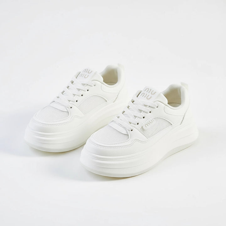 Sienna - Trendy Witte Plateau Sneakers