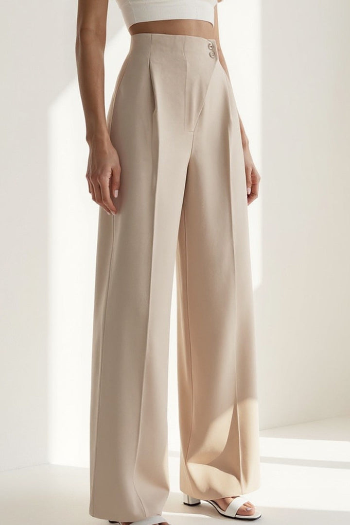 Broek met soepelvallende stof | Hoge taille