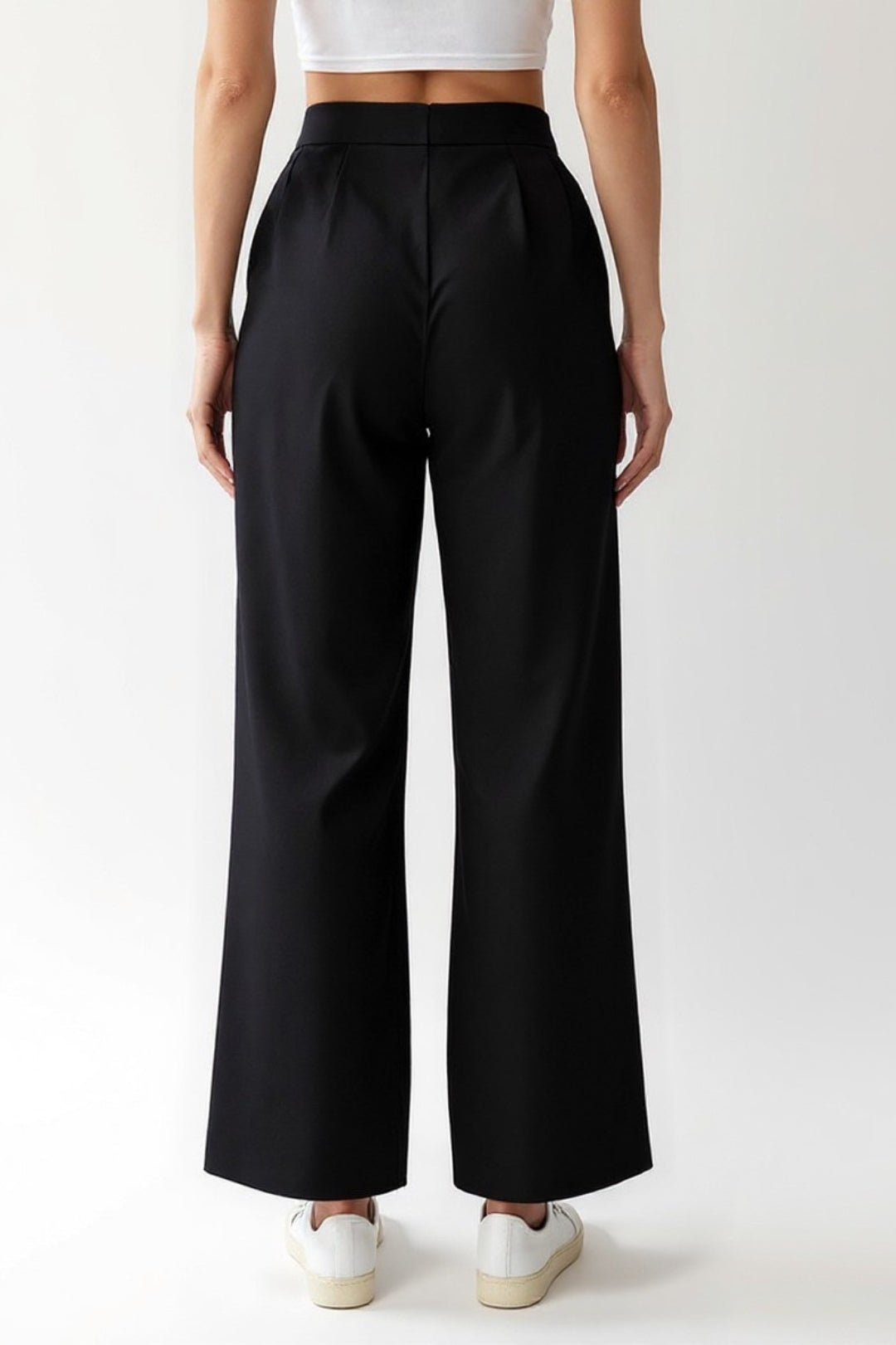 Zwarte straight-leg broek | Mid-waist | Casual-chique stijl