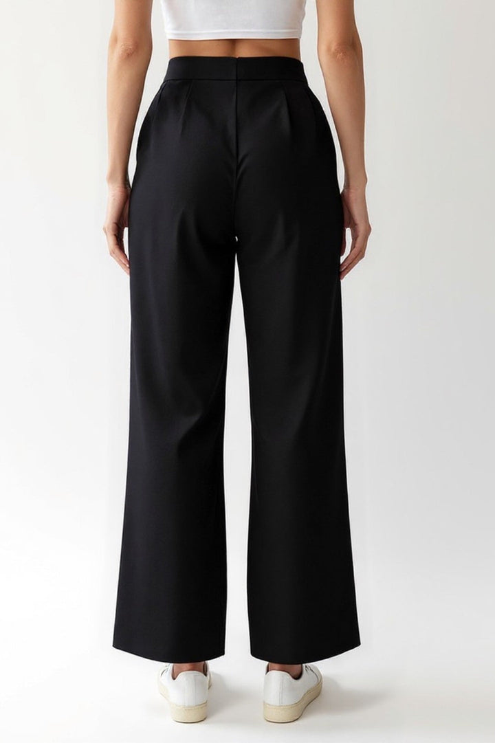 Zwarte straight-leg broek | Mid-waist | Casual-chique stijl