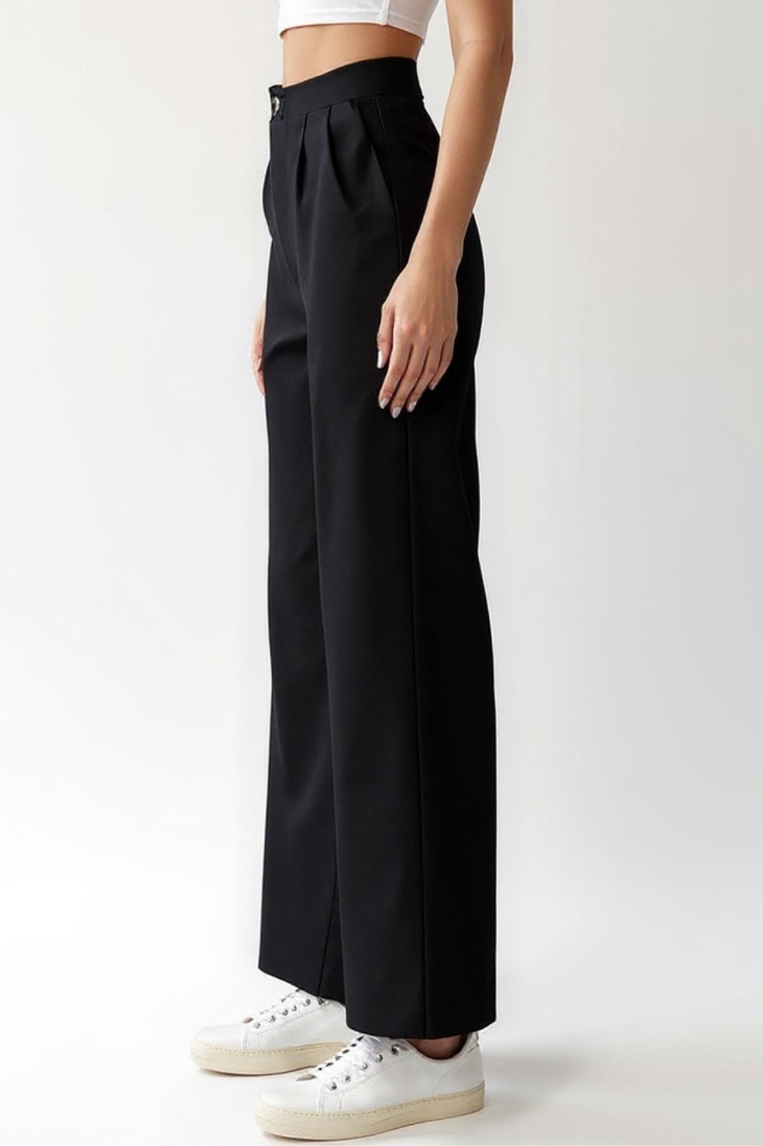 Zwarte straight-leg broek | Mid-waist | Casual-chique stijl