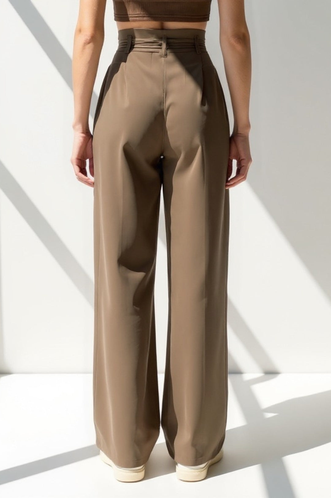 Broek met hoge taille en gevlochten riem | Wijde pijpen | Elegant en vloeiend