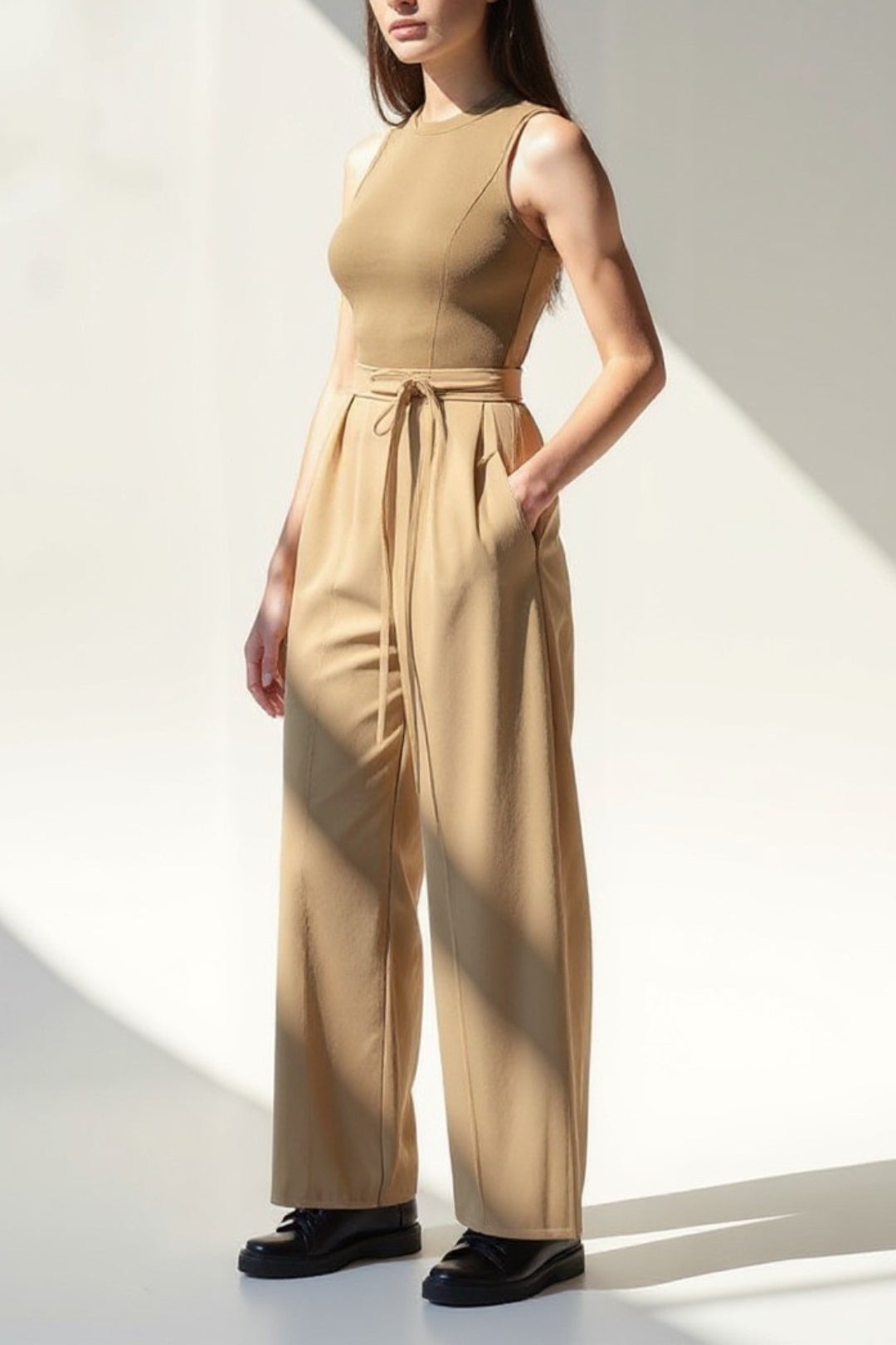 Elegante broek met hoge taille en riem | Rechte pijpen | Verkrijgbaar in meerdere kleuren