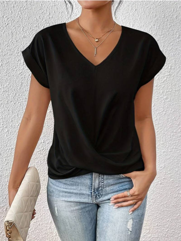Elin - Casual Gedrapeerde V-Hals Blouse voor Dames
