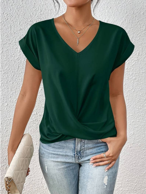 Elin - Casual Gedrapeerde V-Hals Blouse voor Dames