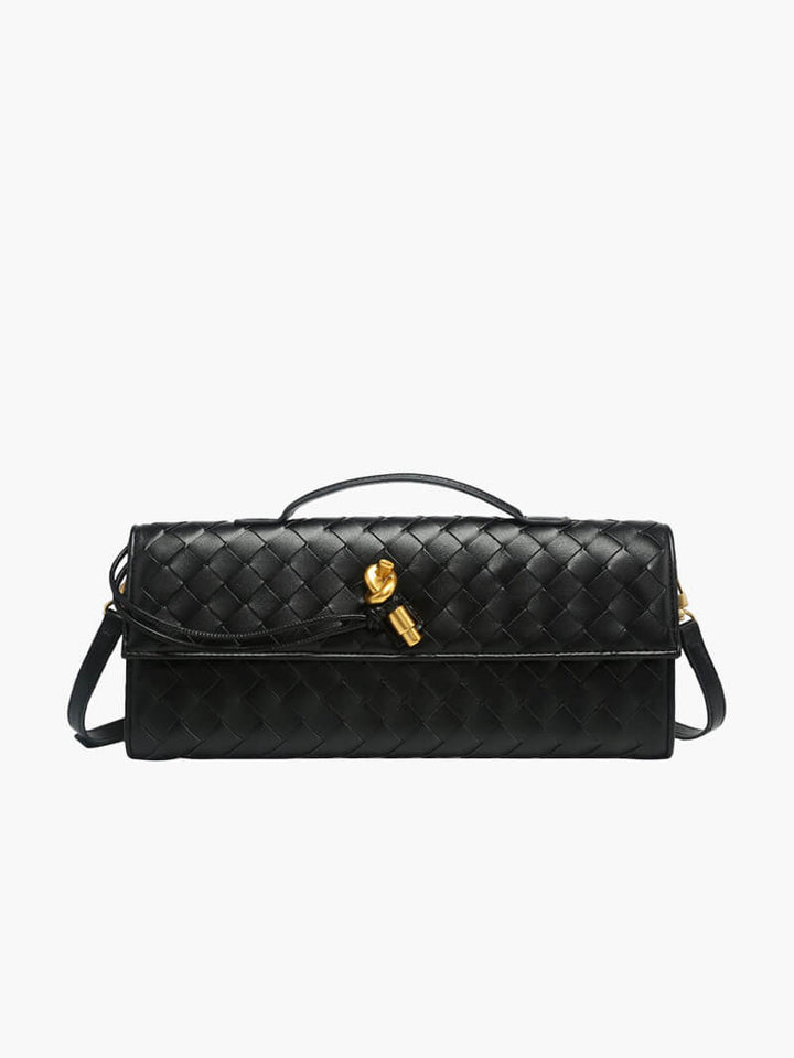 Luna - Luxe Geweven Handtas met Gouden Sluiting
