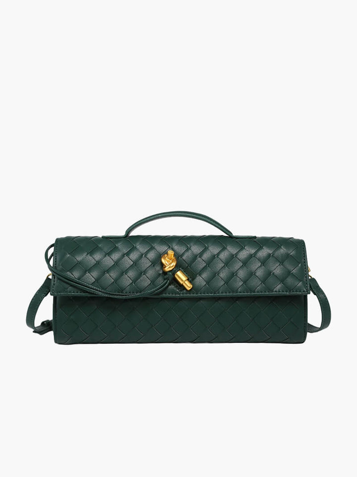 Luna - Luxe Geweven Handtas met Gouden Sluiting