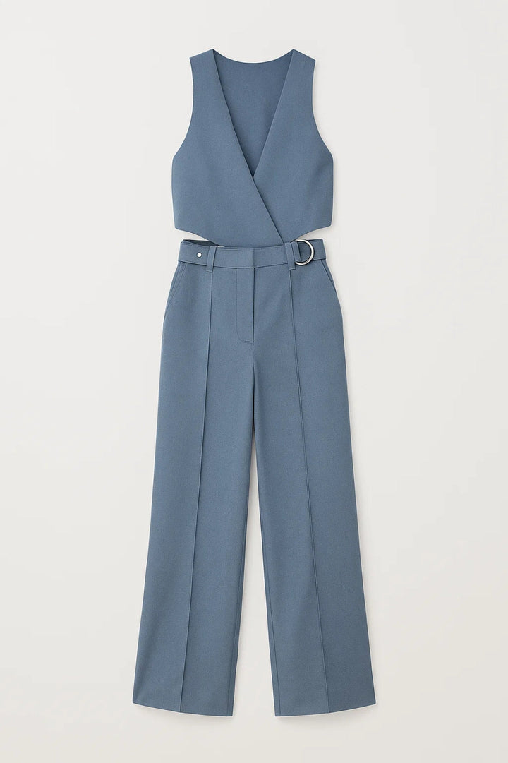 Tweedelige Set Dames | Mouwloze Overslagt Top en Pantalon met D-Ring | Modern en Verfijnd