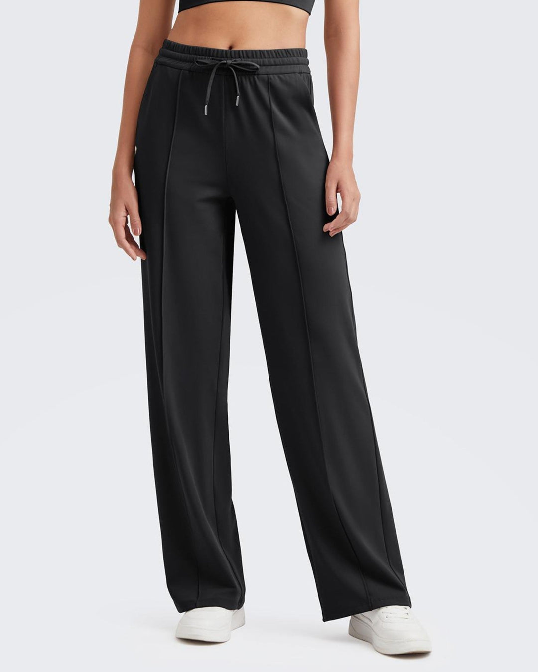 Loose Front Pleats Drawstring Casual Pants