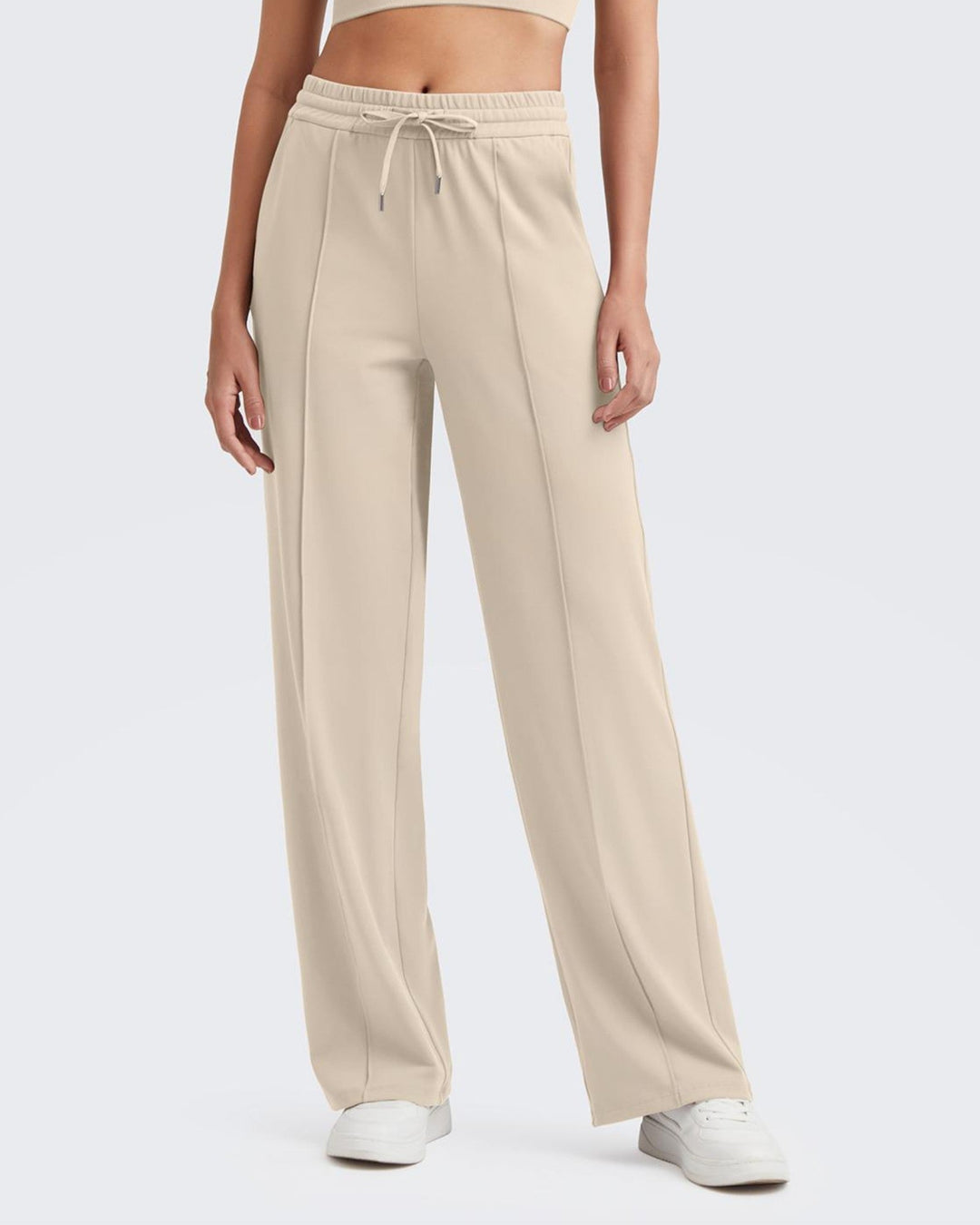 Loose Front Pleats Drawstring Casual Pants