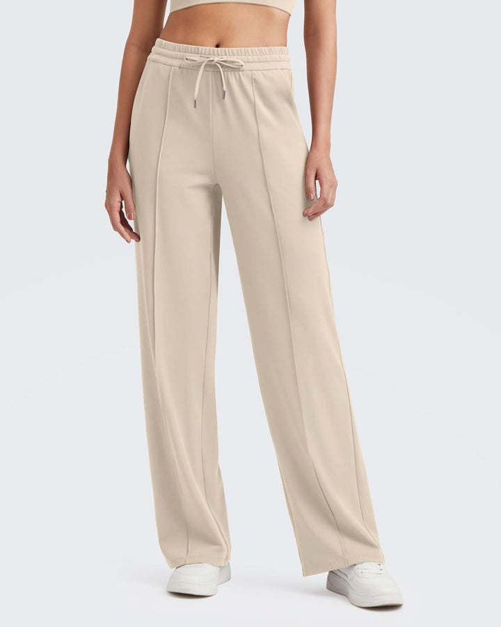 Loose Front Pleats Drawstring Casual Pants