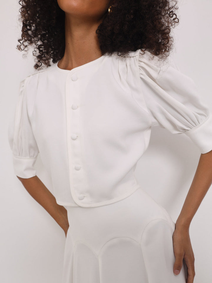 Lola Button Through Day Top | Wit