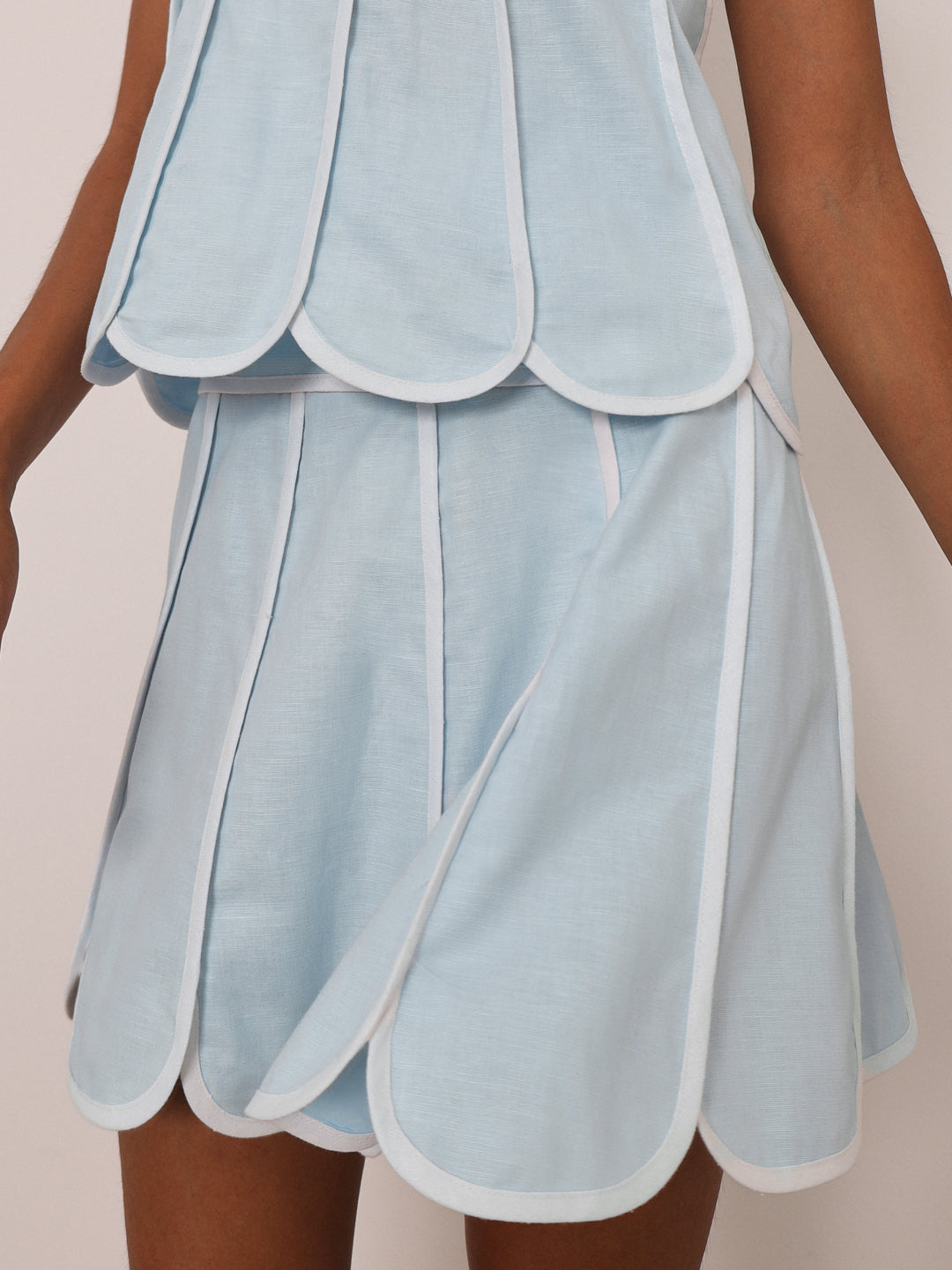 Avina Panelled Resort Rok | Pastelblauw/Wit