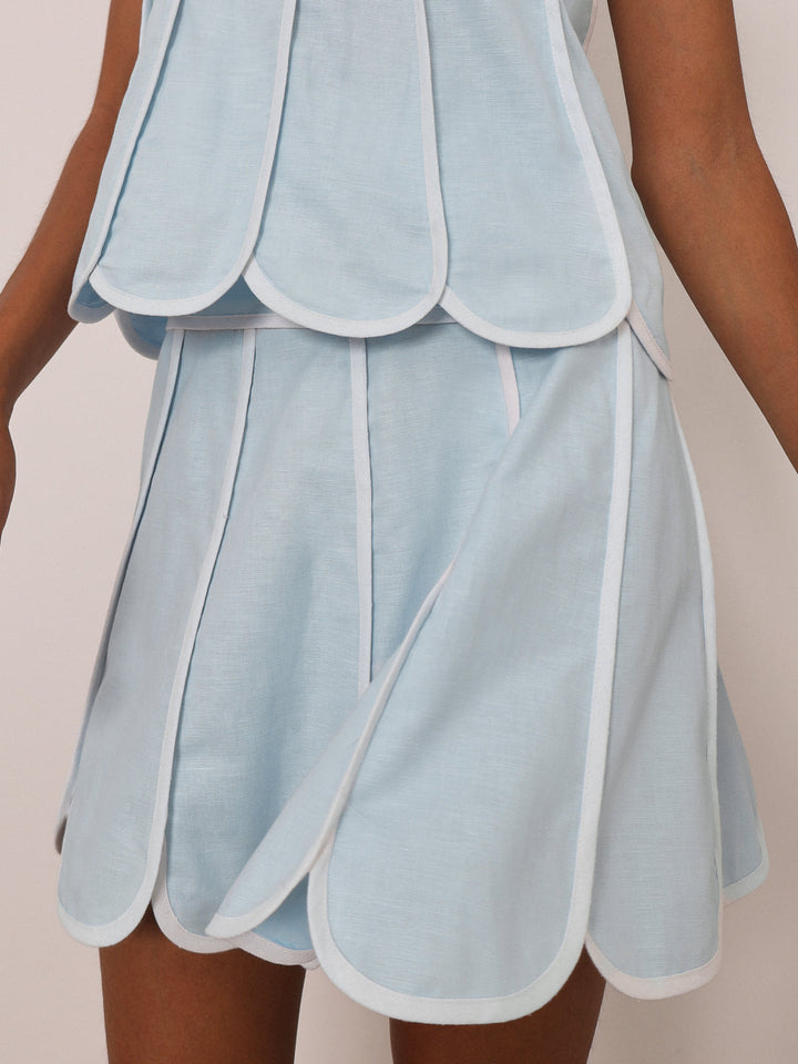 Avina Panelled Resort Rok | Pastelblauw/Wit