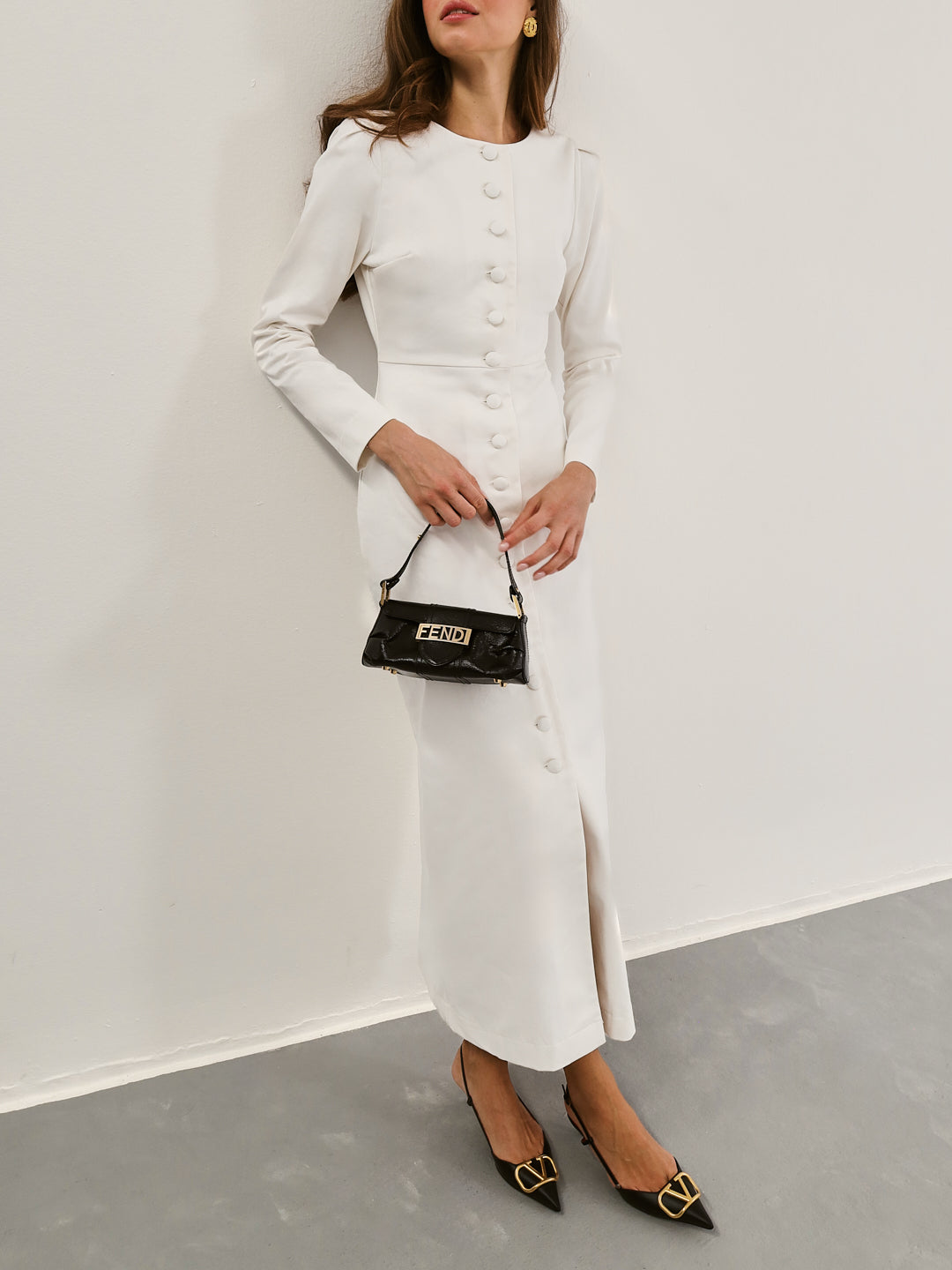 Romana Denim Midi-jurk | Witte denim