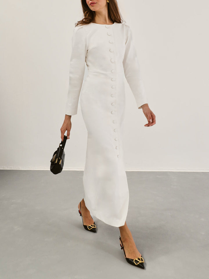 Romana Denim Midi-jurk | Witte denim