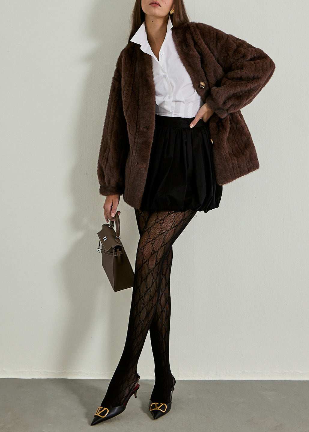 Vail Chic Imitatiebont Cardigan Coat | Espresso