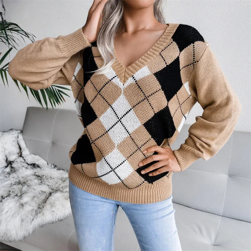 Lieve - Trendy V-Hals Gebreide Trui