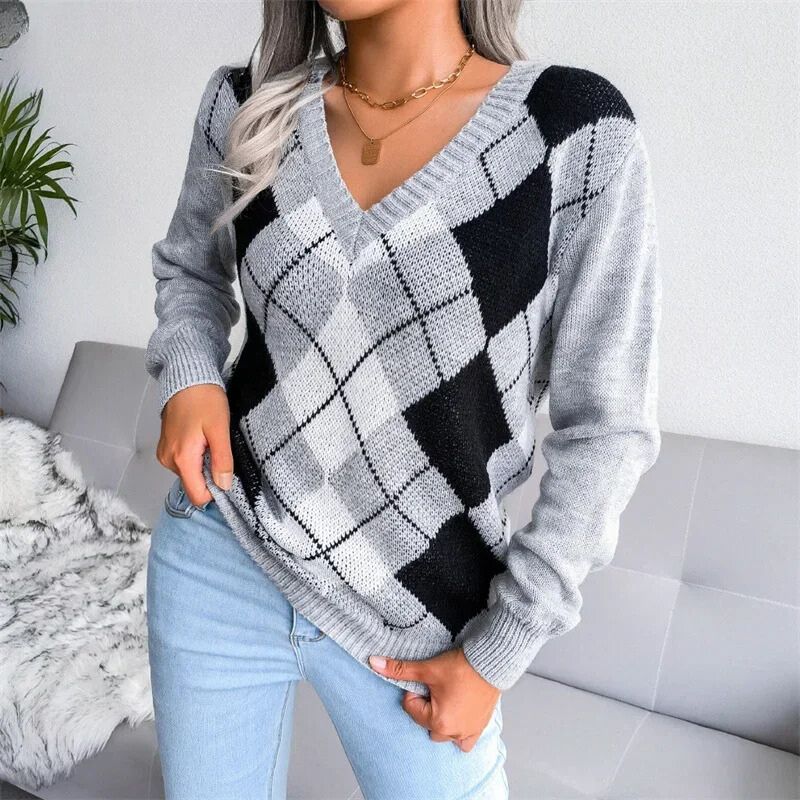Lieve - Trendy V-Hals Gebreide Trui