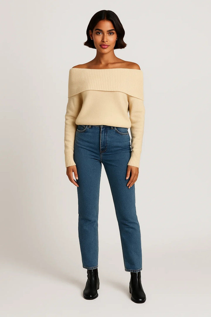 Off-Shoulder Trui | Zachte Knit | Comfortabel & Vrouwelijk