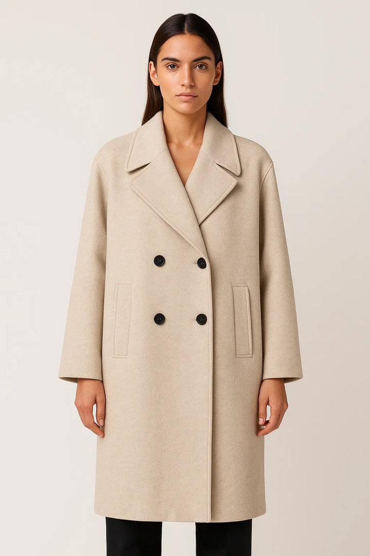 Lange Jassen Collectie | Damesjas met Dubbele Knoopsluiting en Brede Revers | Lichtgewicht en Ademend