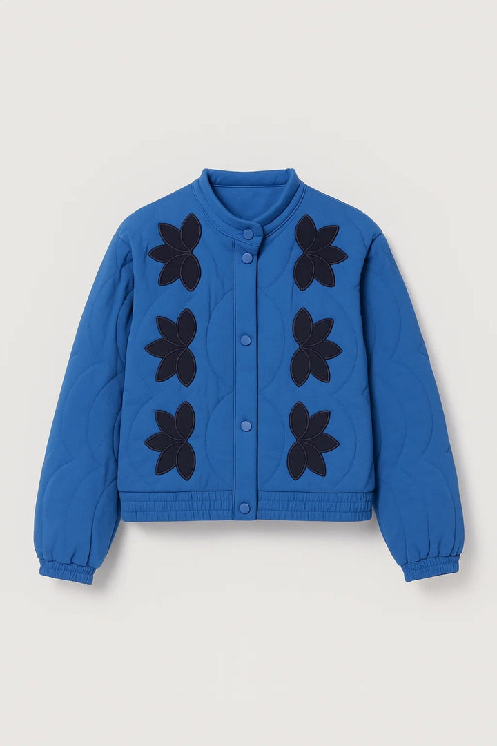 Geborduurde Jassen Collectie | Damesjack met Bloemenpatroon en Drukknoopsluiting | Lichtgewicht en Ademend