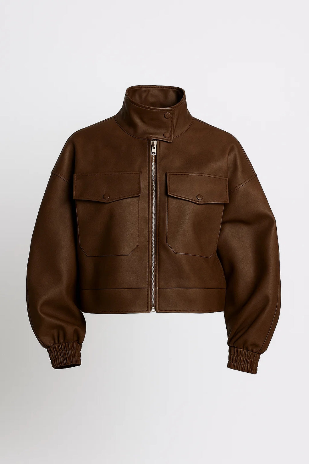 PU Jassen Collectie | Damesjack met Opstaande Kraag en Klepzakken | Lichtgewicht en Ademend