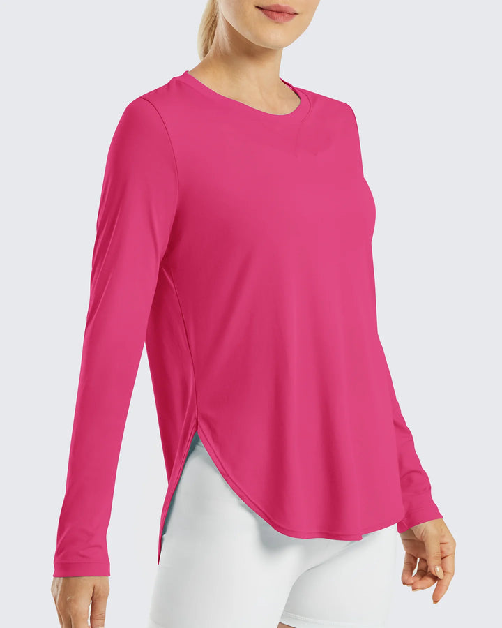 Luxe Sporttop met UV-bescherming & Scoop Neck | Lange Mouwen