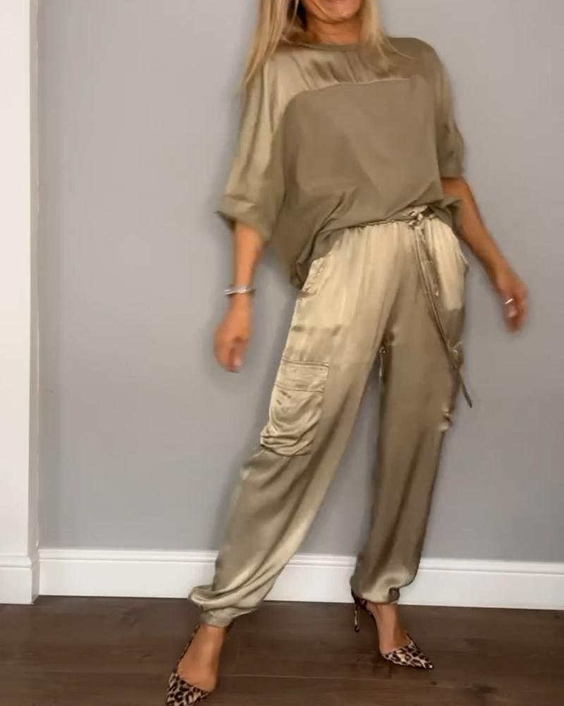 Livia - Comfortabel Satijnen Damespak - Tweedelige Set