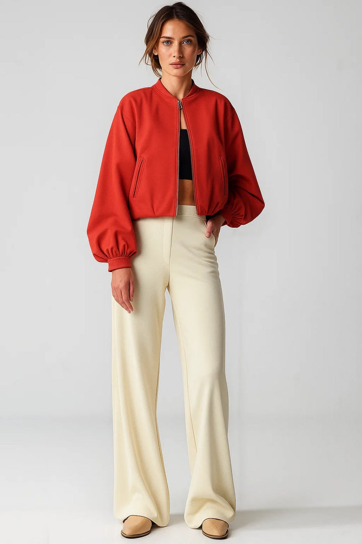 Cropped Bomberjack | Minimalistisch Design | Zwart of Terracotta