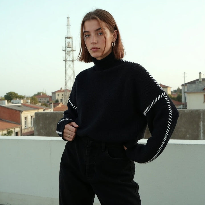 Irene - Pullover met Contraststiksels