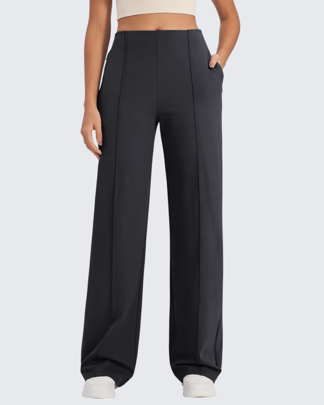 Business Wide Leg Broek met Plooien aan de Voorkant