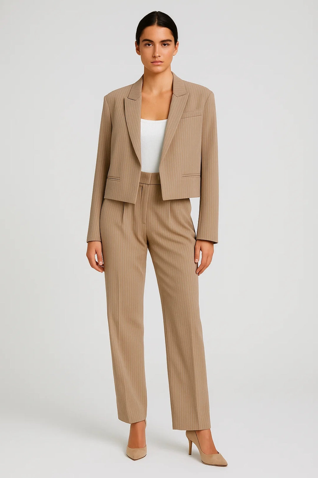 Korte blazer met strepen | Elegant en gestructureerd | Professionele look